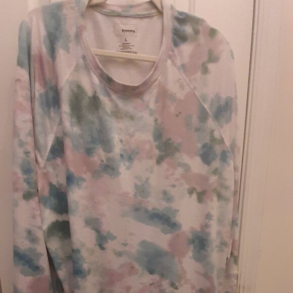 Comfort long Sweatshirt, Sz L Pastel Multicolor, Snaps down side - Picture 6 of 7